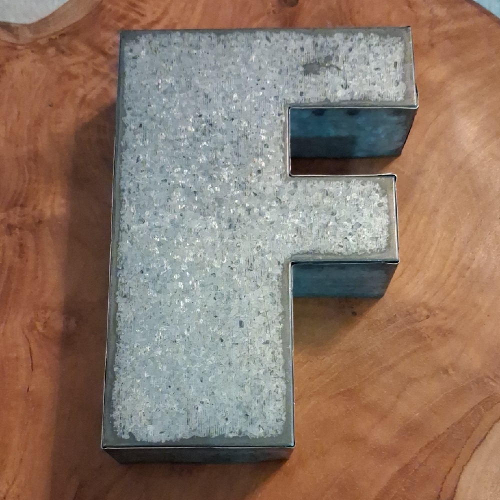Galvanized Letter F Decor